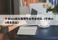 宁波seo优化服务平台专业团队（宁波seo排名优化）